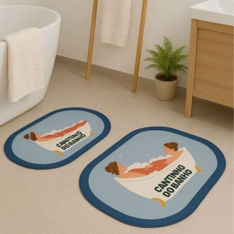 Kit 2 Tapetes Impermeável Antiderrapante Banheiro Cozinha