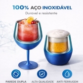 Copo Térmico 2 em 1 Aço Inox 400ml Taça Bebida Fria Quente - Azul Cromado