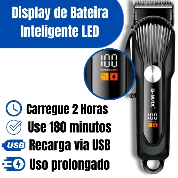 Kit Maquina Profissional Cortar Cabelo Acabamento Aparador Preto