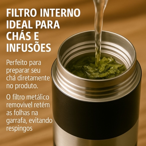 Garrafa Vacuum 800ml - Preto_Prata
