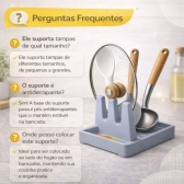 Suporte Descanso Tampa Panela Utensílios Organizador Cozinha - Cinza