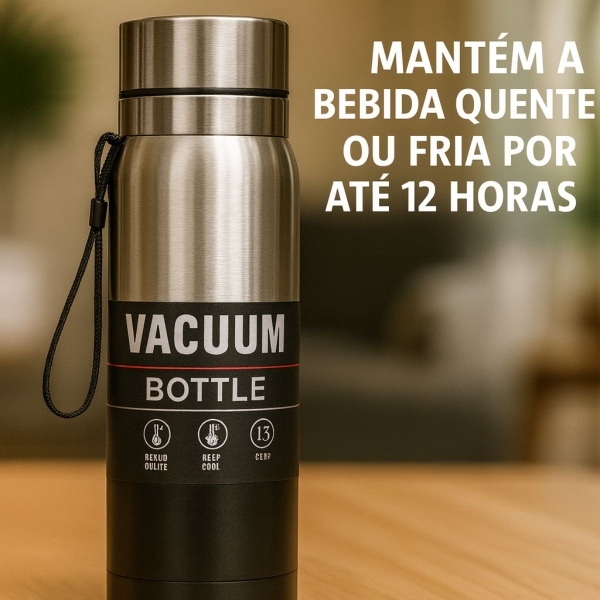 Garrafa Vacuum 800ml - Preto_Prata